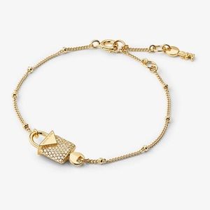 NWOT MK 14k Gold Pave Lock Bracelet